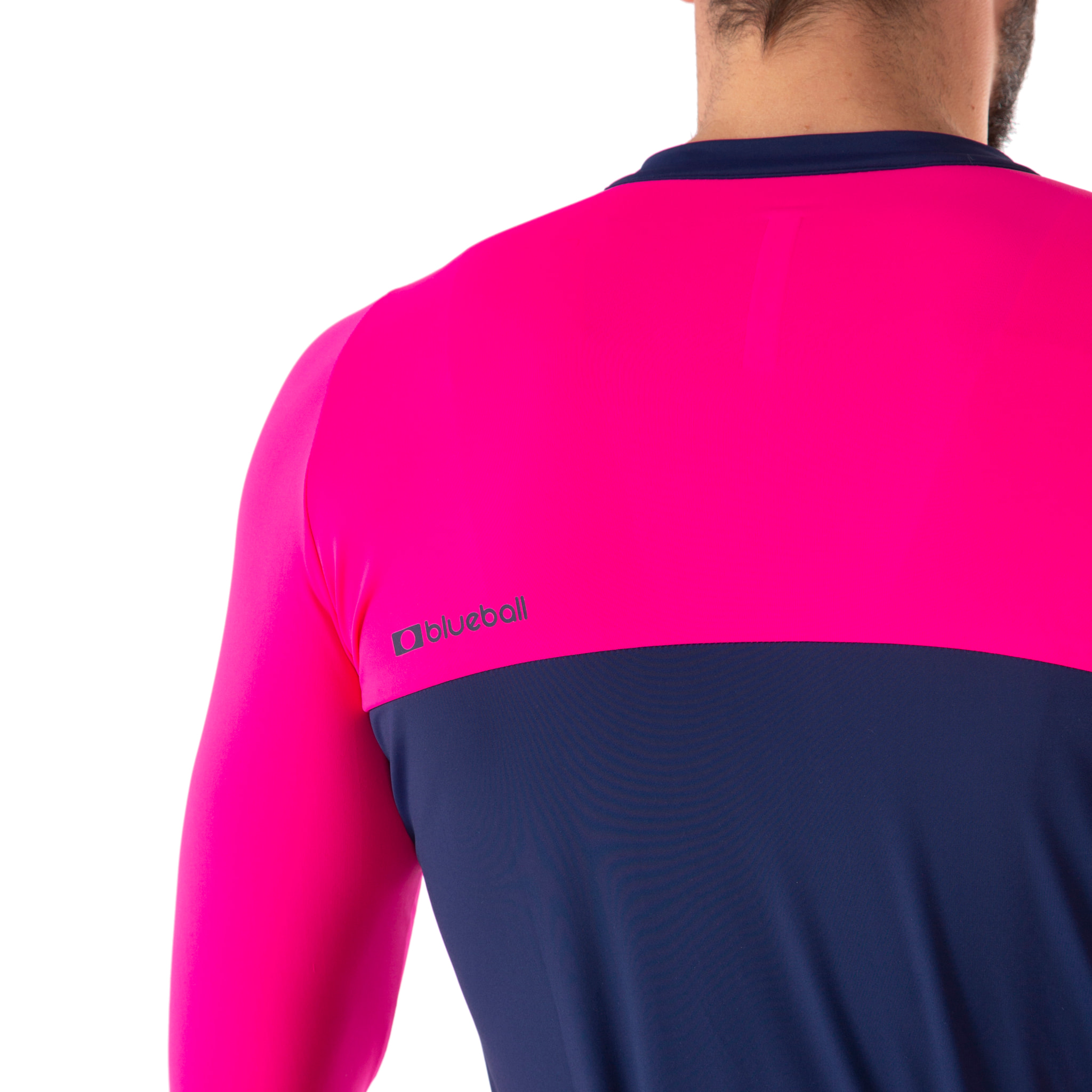 Camiseta ciclista hombre manga larga color azul/rosa