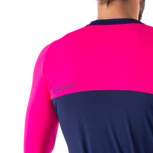 Camiseta ciclista hombre manga larga color azul/rosa