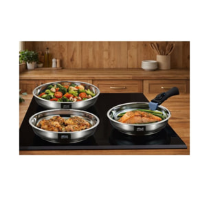 Set de 3 poêles 20 / 24 / 26cm amovible