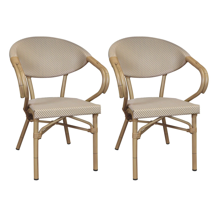 Lot de 2 fauteuils de table en textilène beige AMALFI