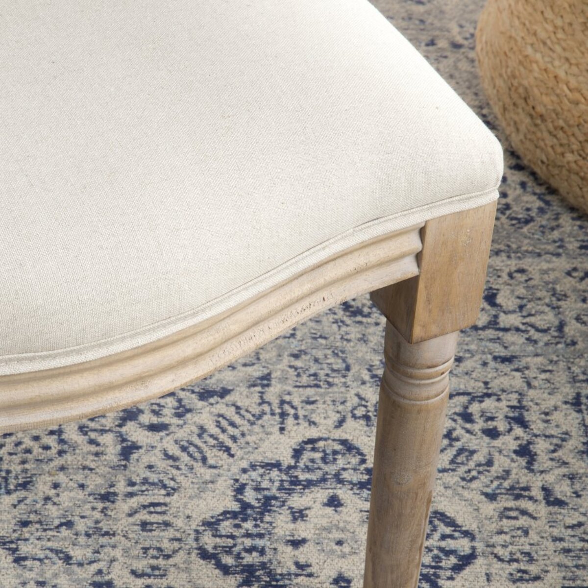 Chaise rembourrée Victoria -bois massif de bouleau / mousse et tissu-couleur beige 48 x 96 x 46 cm