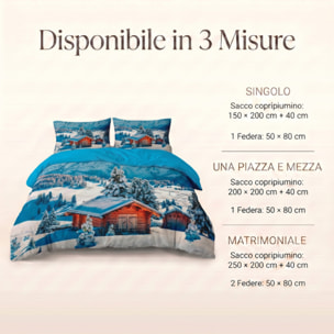 Parure Copripiumino in 100% Cotone con Federe Coordinate, Morbida e Traspirante, Certificata OEKO-TEX, Fantasie Moderne per Camera da Letto