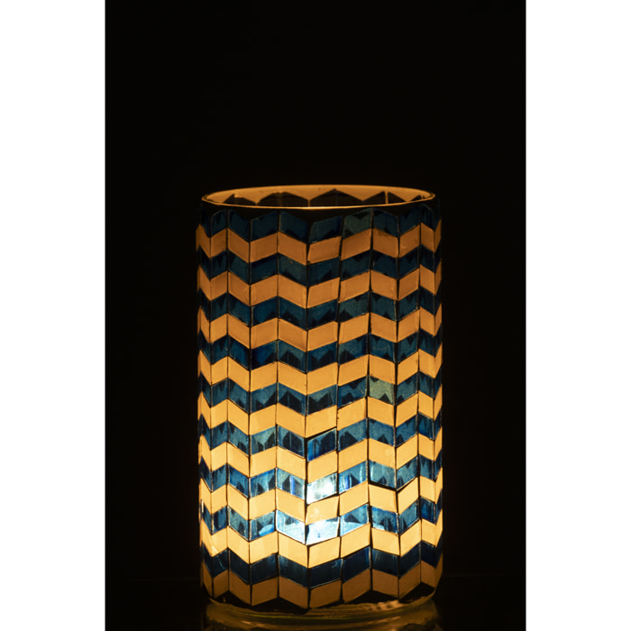 J-Line Chandelier - verre - bleu/blanc - large