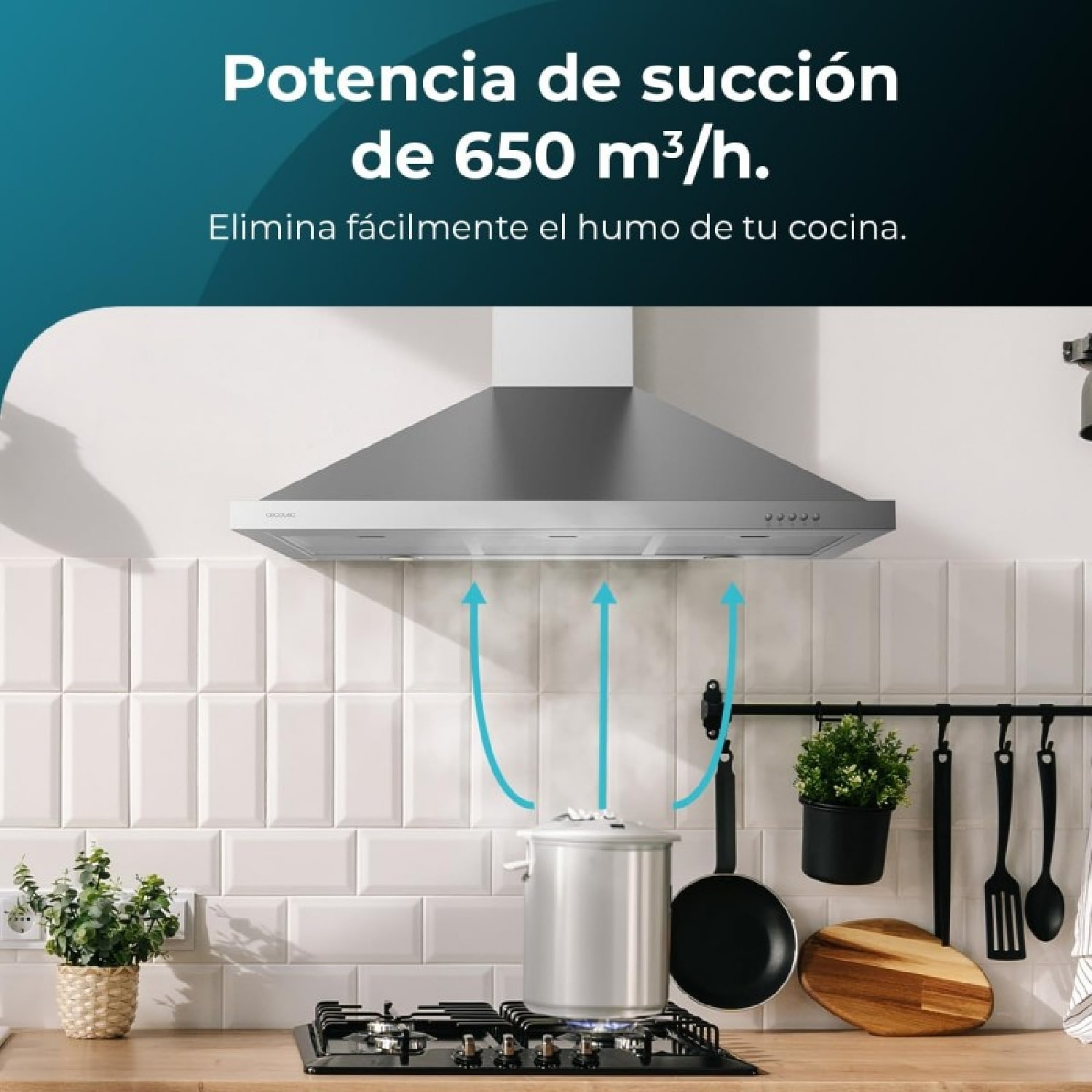 Cecotec Campana Extractora 90 cm Piramidal Bolero Flux PM 906500 Inox A. Motor 1