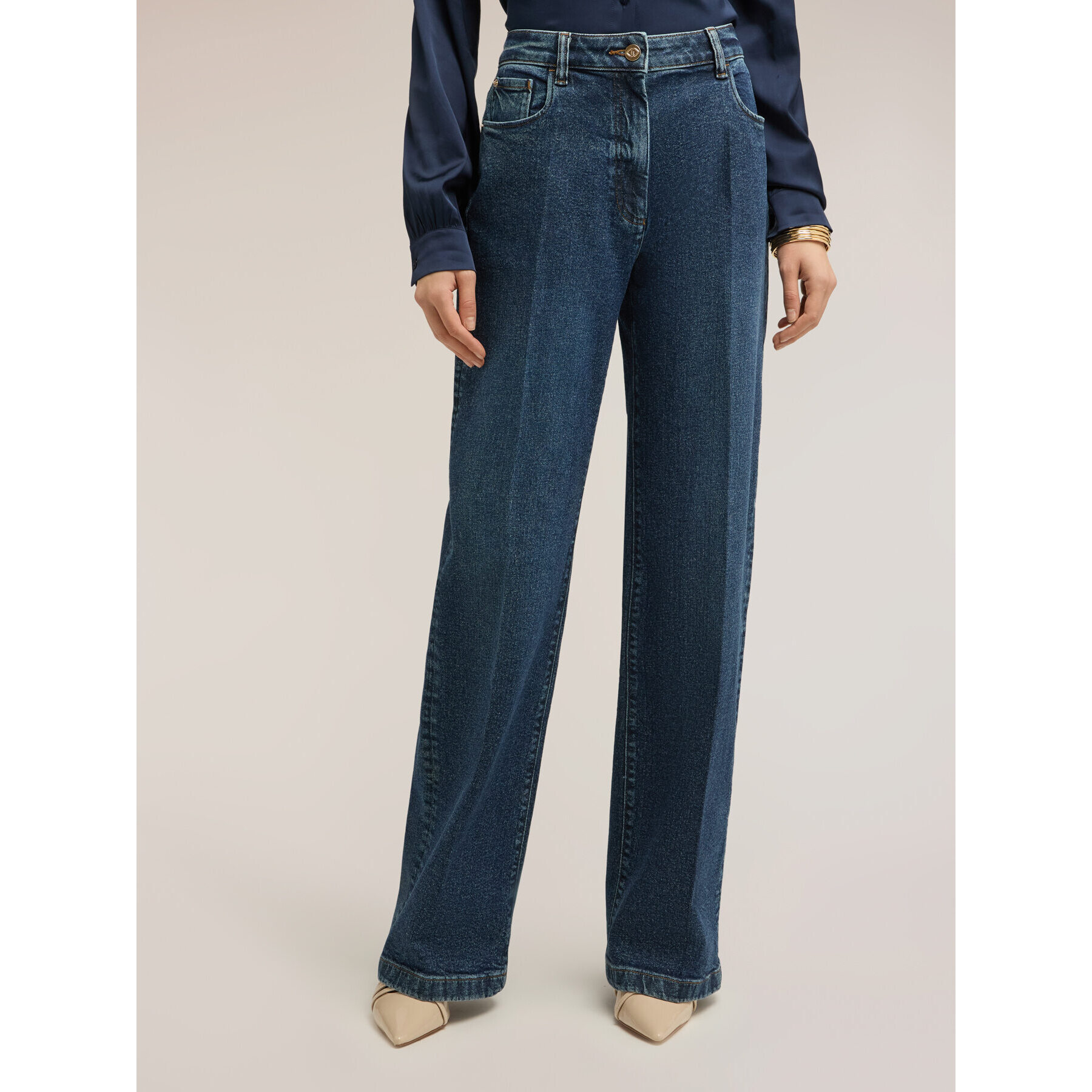 Motivi - Jeans wide leg modelo Kate - Azul