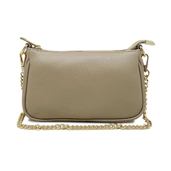 Chicca Borse - Tracollina Clutch Donna in Vera Pelle - Colore Fango