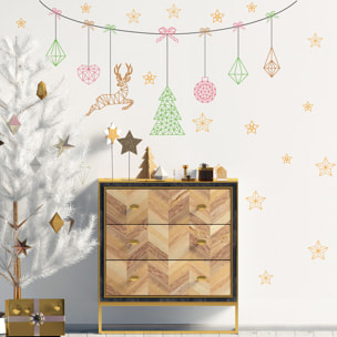 Sticker Noël guirlande de noël origami - Autocollants stickers adhésifs noël - décoration fêtes