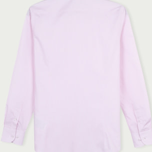 Camicia Uomo 1 Bottone Italiano Slim Cotone Riga Stretta Rosa/Bianco
