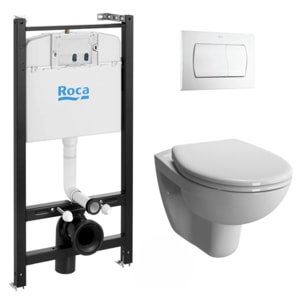 Pack Bâti-support Roca Active + WC Vitra Normus + Abattant softclose + Plaque blanche