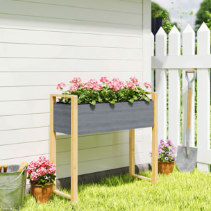 Jardinière design bicolore bois naturel et gris feutre drainage inclus