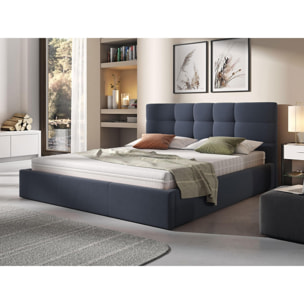 Mael - lit coffre - 180x200 - en tissu - sommier inclus - Bleu Ardoise