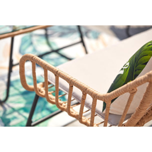 ALVARADO Salon de jardin 4 places en rotin et acier beige et noir