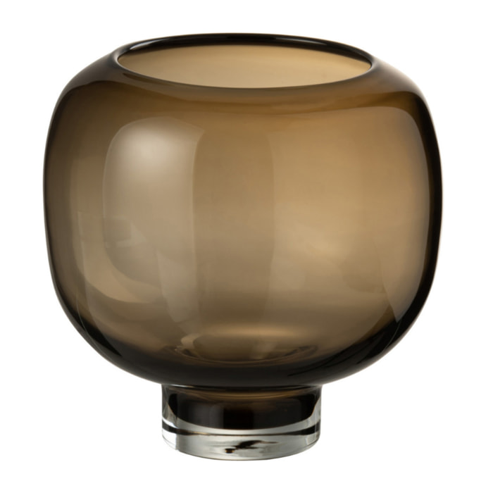 J-Line vase Sur Pied Rond - verre - marron foncé - large - Ø 20.5 cm