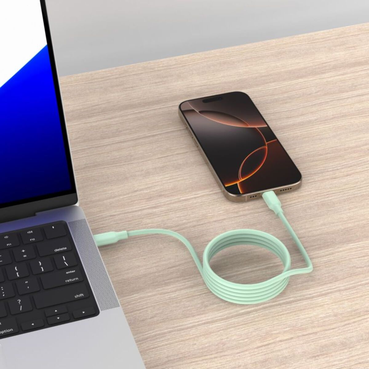 Câble de charge ESSENTIELB vers USB-C silicone magnétique 1M Vert