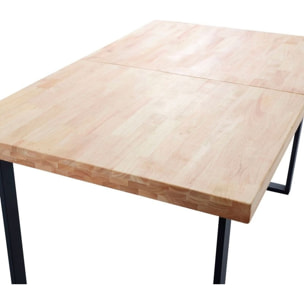 Mesa de comedor extensible Natural Roble salvaje - Negro