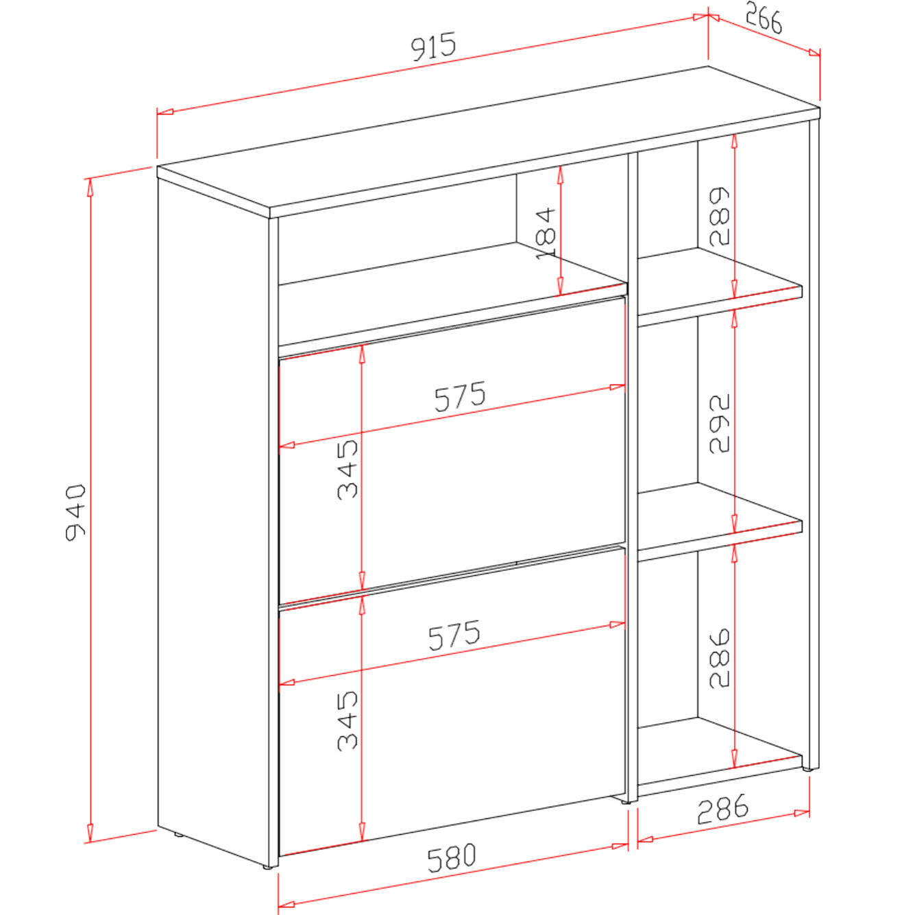 Scarpiera Mobile Portascarpe Salvaspazio Ingresso Con 2 Ribalte Doppia Profondità 4 Vani A Giorno Design Moderno 91.5x94x26.6 Cm Grigio E Cemento