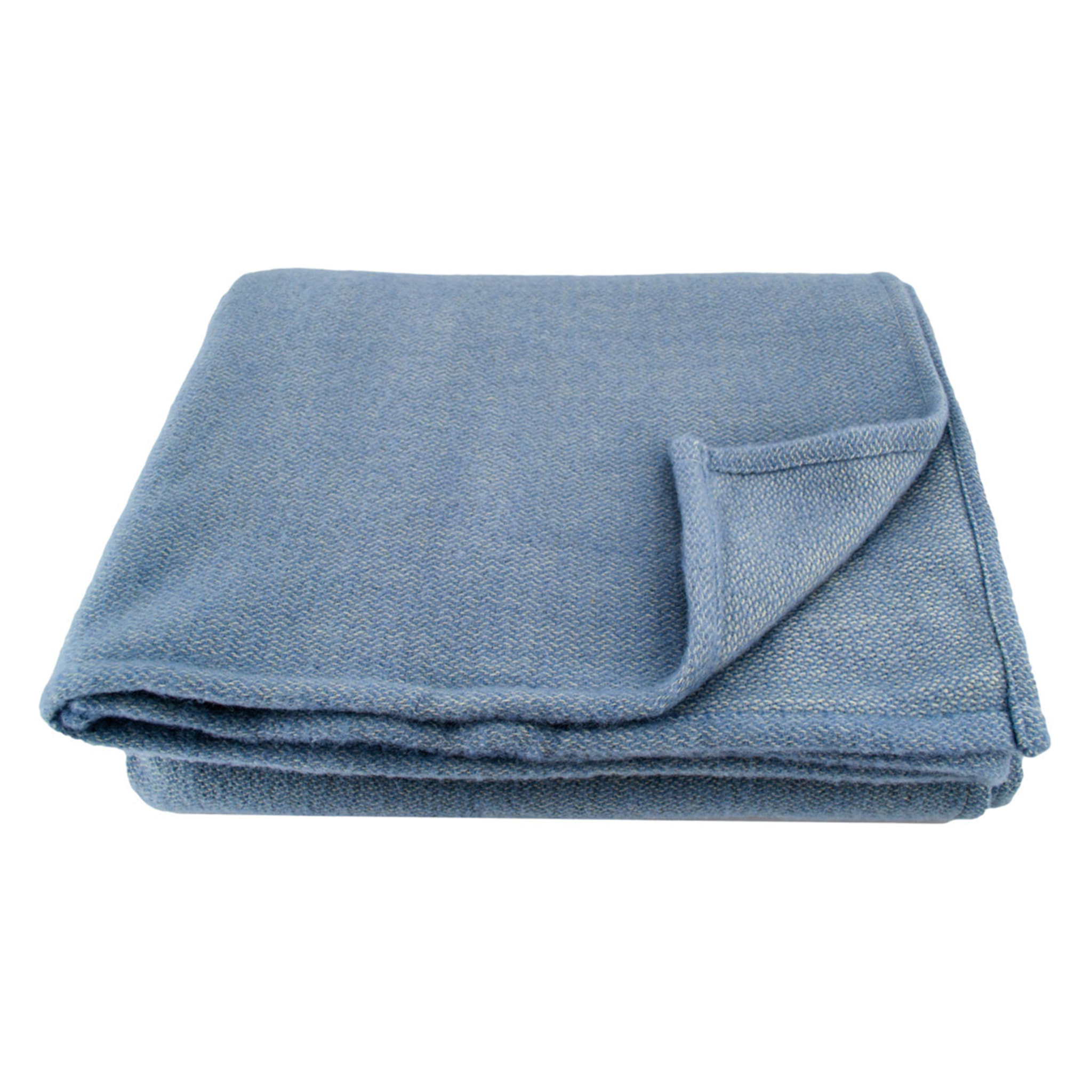 Couverture laine véritable - Bleu ciel
