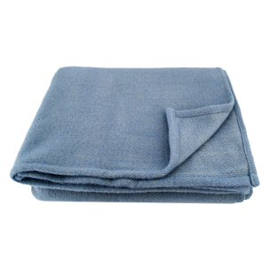 Couverture laine véritable - Bleu ciel