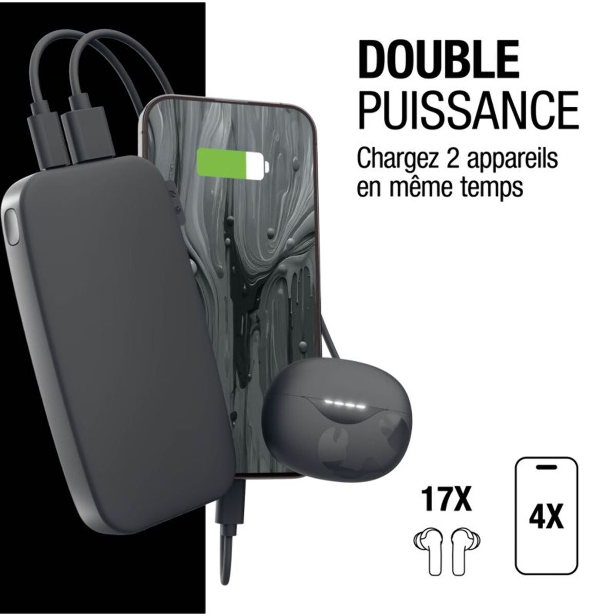 Batterie externe FRESH'N REBEL 12000mAh USB-C ultra-rapide 20W Gris