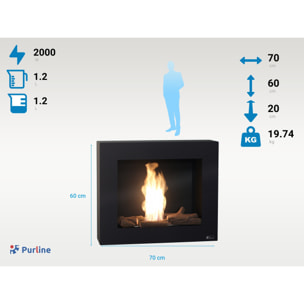 Chimenea de etanol negra con leños decorativos BESTBIO AF-BB PURLINE