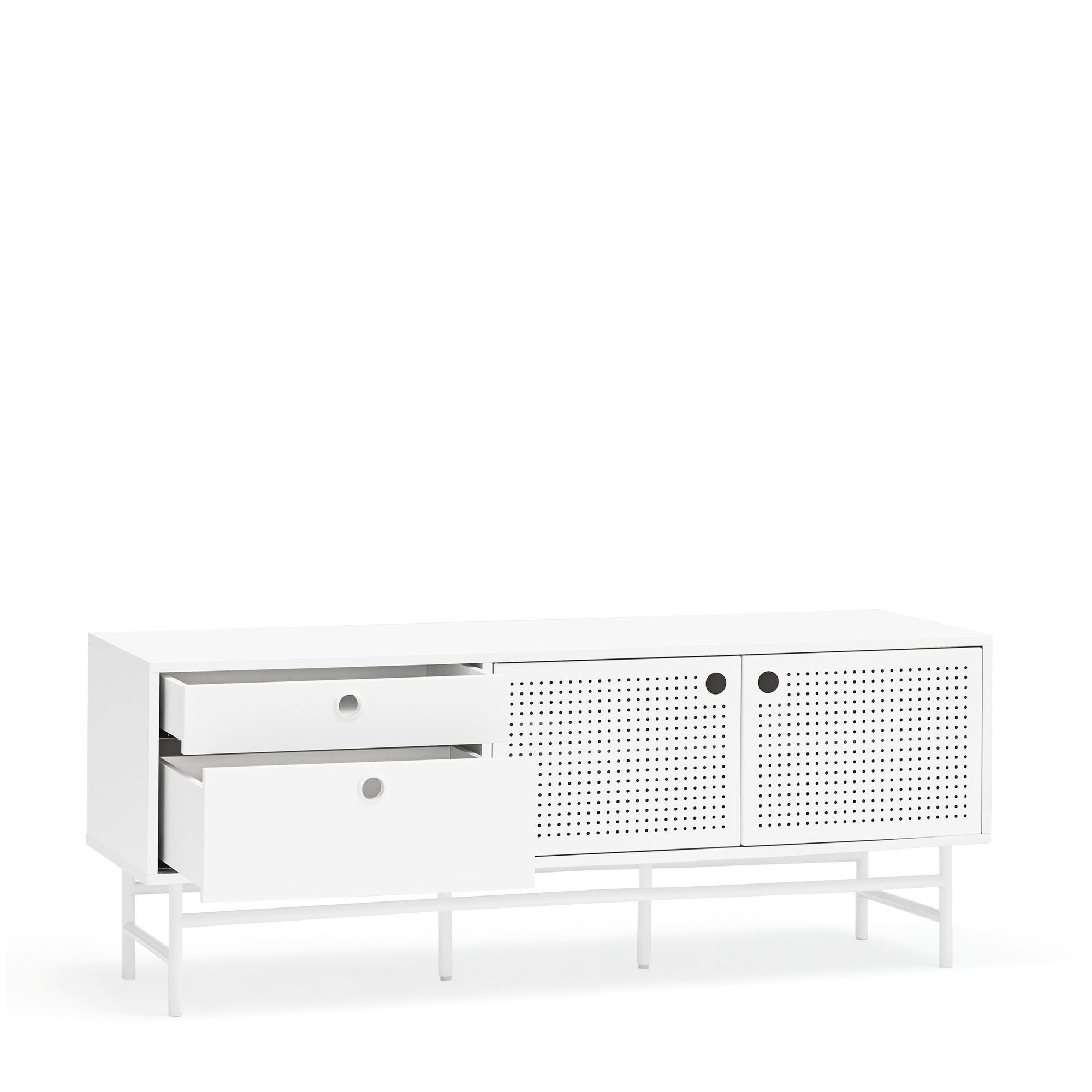 Mueble de televisión Punto 2 puertas y 2 cajones blanco