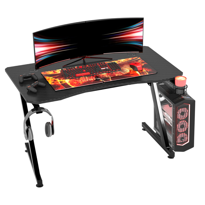 Mesa Gaming de Juegos de MDF y Acero 120x65x74,5 cm Negro