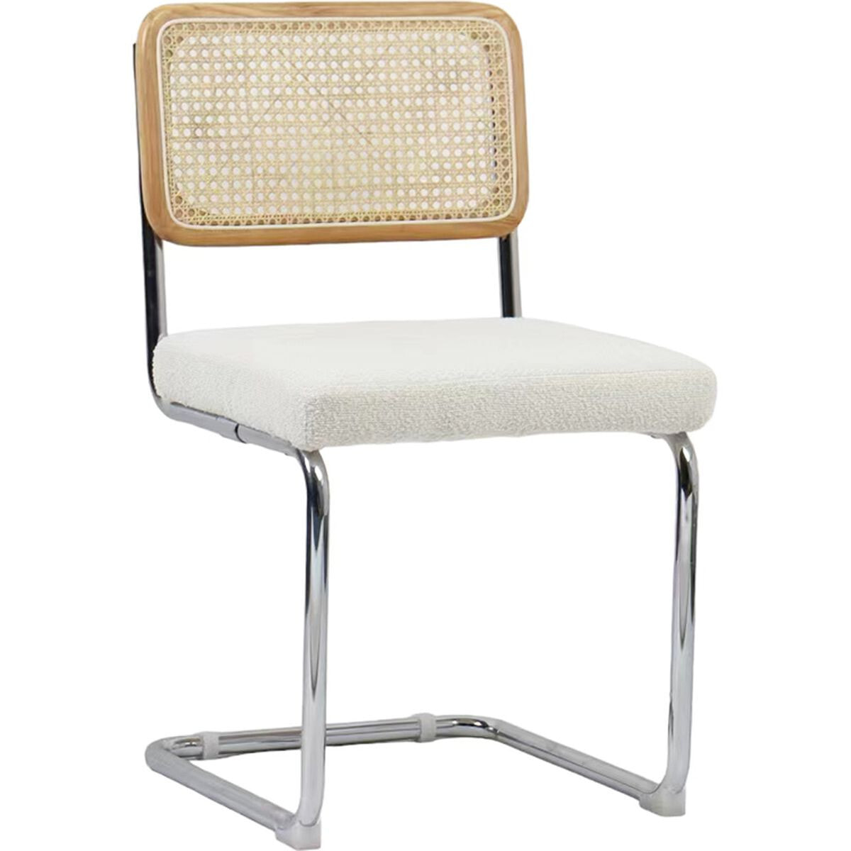 Lot de 2 chaises en cannage et tissu bouclé - MUSE
