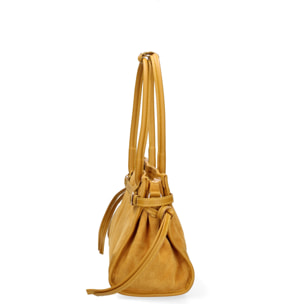 Borsa a spalla da donna Made in Italy - Modello Novara Ultra - Pelle scamosciata - 31.5 x 20.0 x 14.0 cm