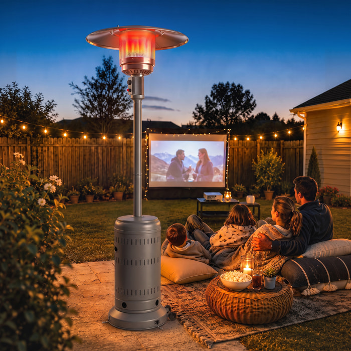 Parasol chauffant gaz portable réglable 13 kW gris