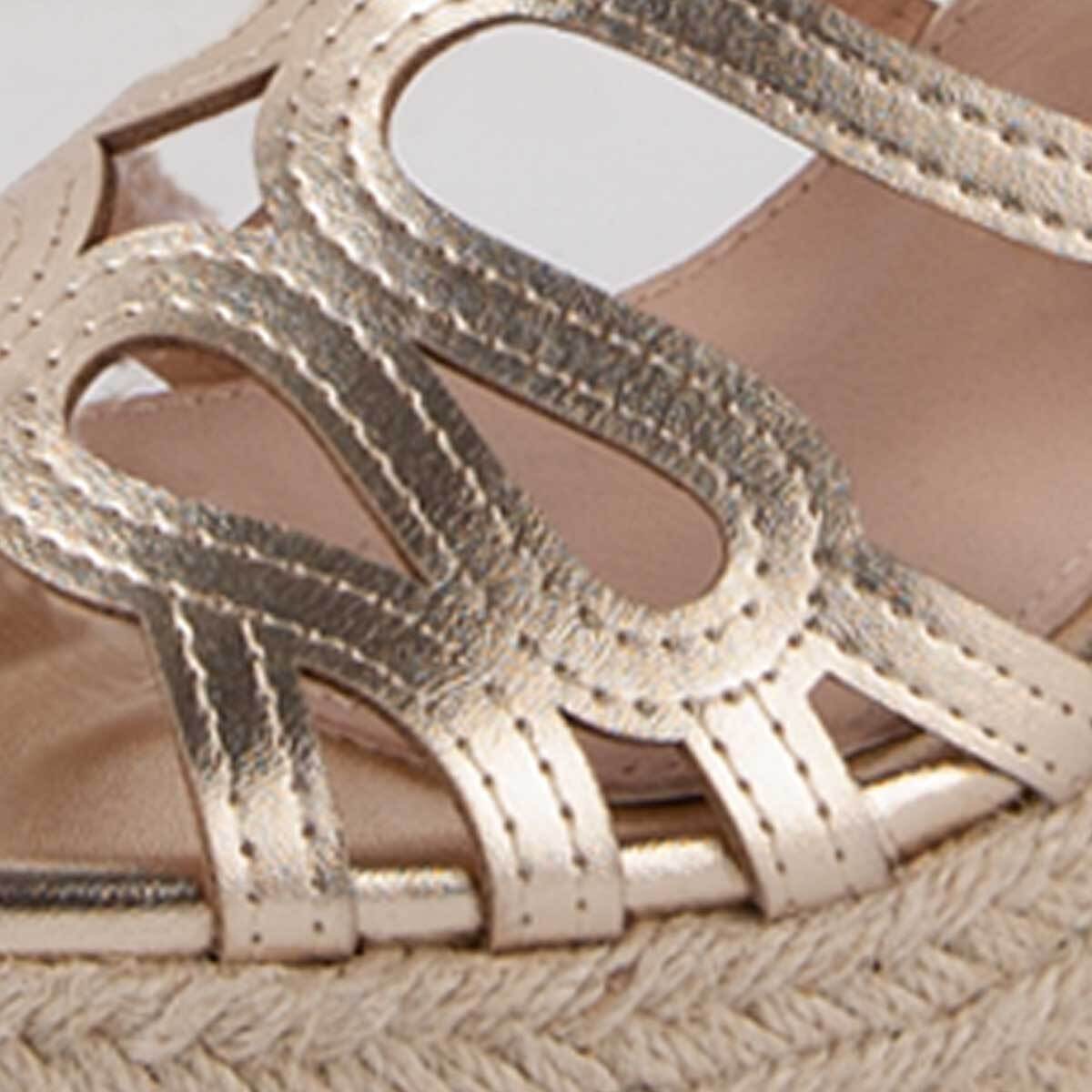 Sandalia De Cuña - Dorado - Altura: 8 Cm