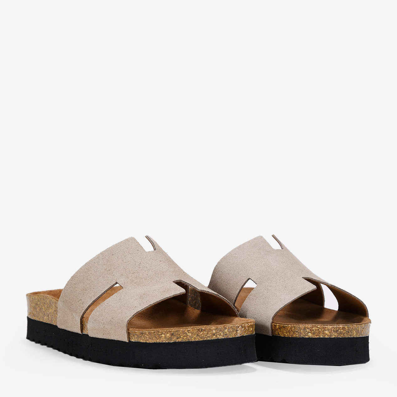 Sandalias de piel beige con suela bio