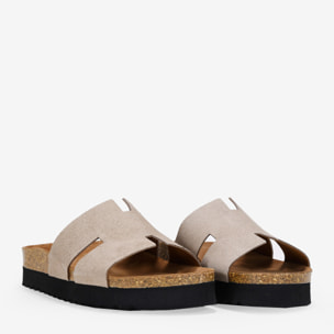 Sandalias de piel beige con suela bio