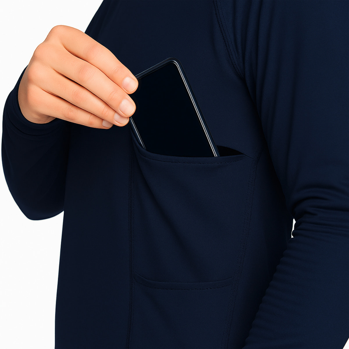 Felpa ECOON, modello La diagonale des Fous, in blu navy