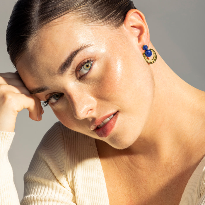 Pendientes de Lapislazuli Natural acabados en oro amarillo de 18K- Euwil