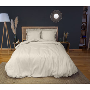 Parure De Couette 3pcs Microfibre Falbala Beige