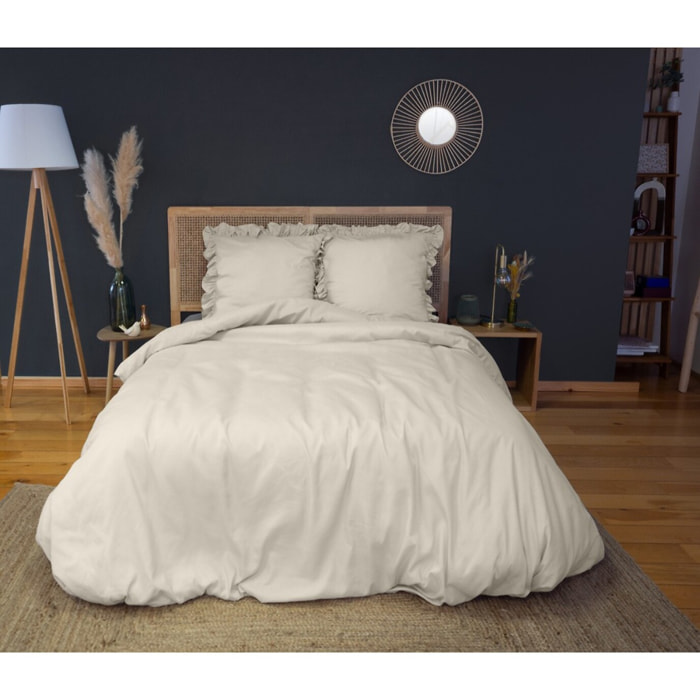 Parure De Couette 3pcs Microfibre Falbala Beige