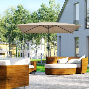 Parasol inclinable rectangulaire métal polyester haute densité 2,94L x 1,98l x 2,55H m kaki