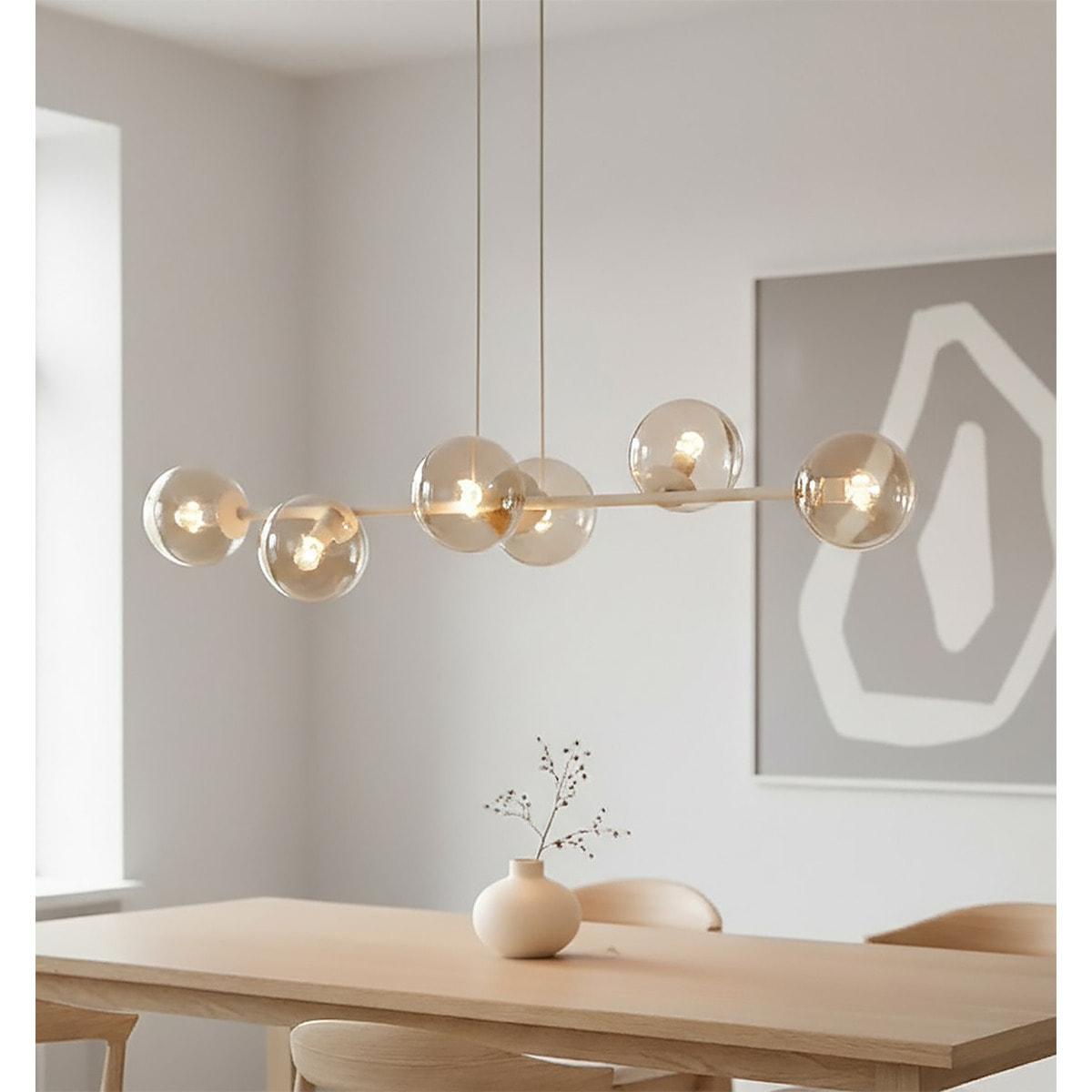 Lampada a sospensione MAGNUS in acciaio moka e vetro ambrato