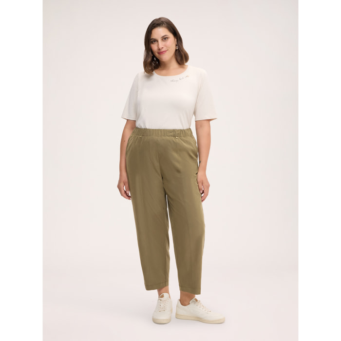 Fiorella Rubino - Pantaloni baggy misto viscosa - Verde militare