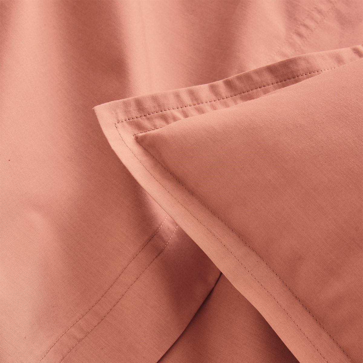 Parure de lit Housse de couette + Taie rectangle en percale de coton, PREMIÈRE, Rose Corail