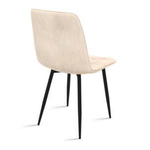 Chaises Linda velours crème pieds métal noirs - lot de 6