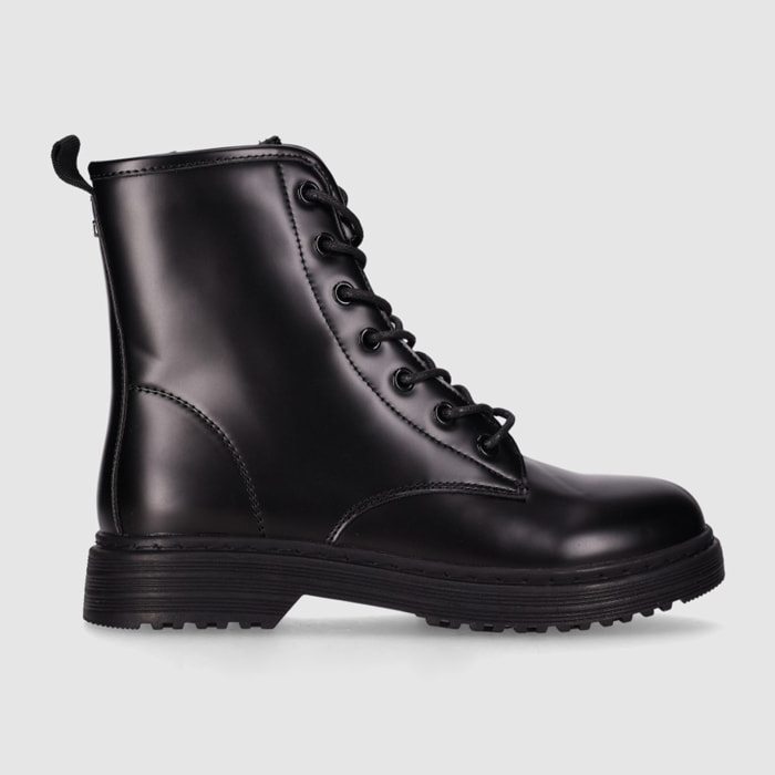 Botines de Piel Sintética - Negro - Tacón: 3 cm