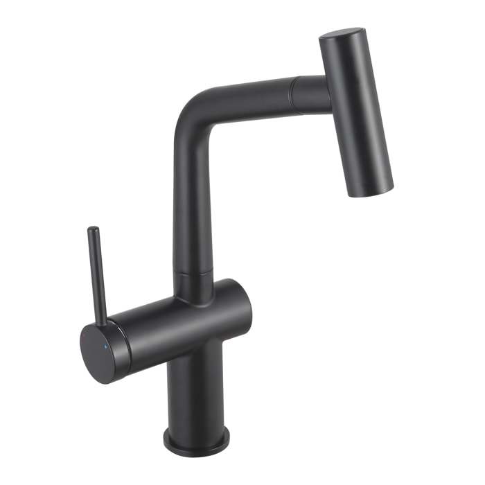 Timeless mitigeur d'évier à levier en acier inoxydable avec douchette extractible, monotrou, noir mat (TMLKF185BM)