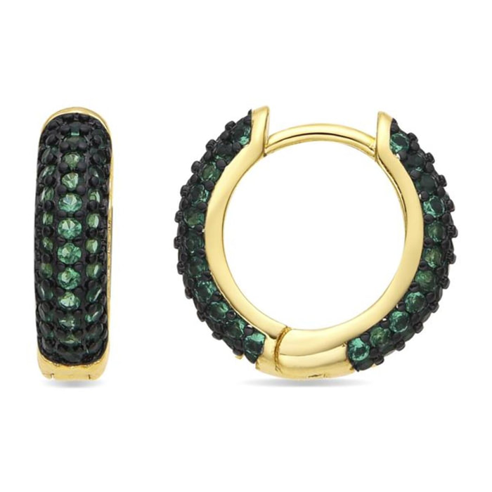 Pendientes acabado oro amarillo de 18k y Circonita Esmeralda