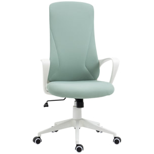 Fauteuil de Bureau ergonomique avec accoudoirs et roulettes pivotant - Fonction Inclinaison et Hauteur réglable dim. 62L x 56l x 119,5H cm - Vert