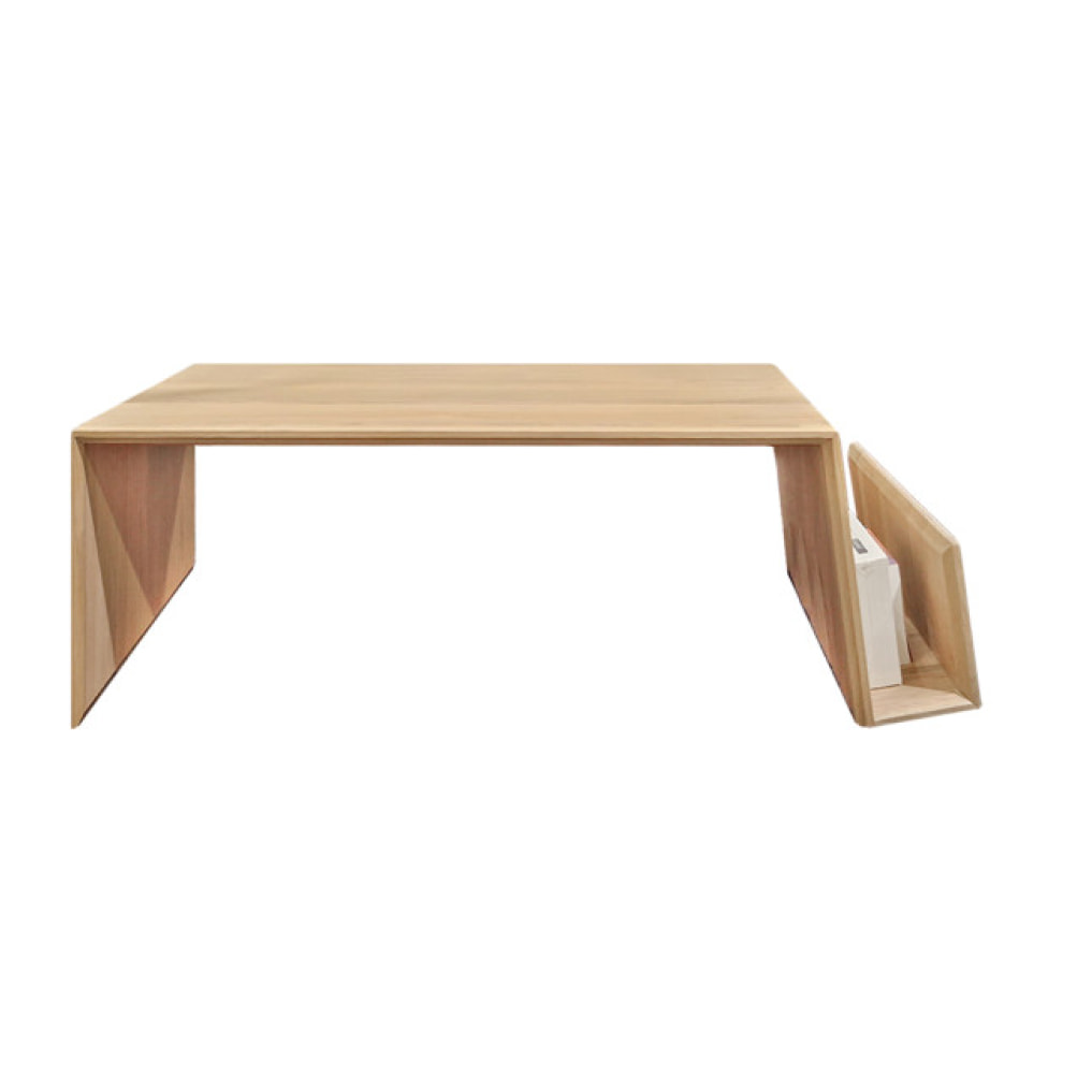 Table basse rectangulaire bois clair avec porte-revues L119cm - ORAN