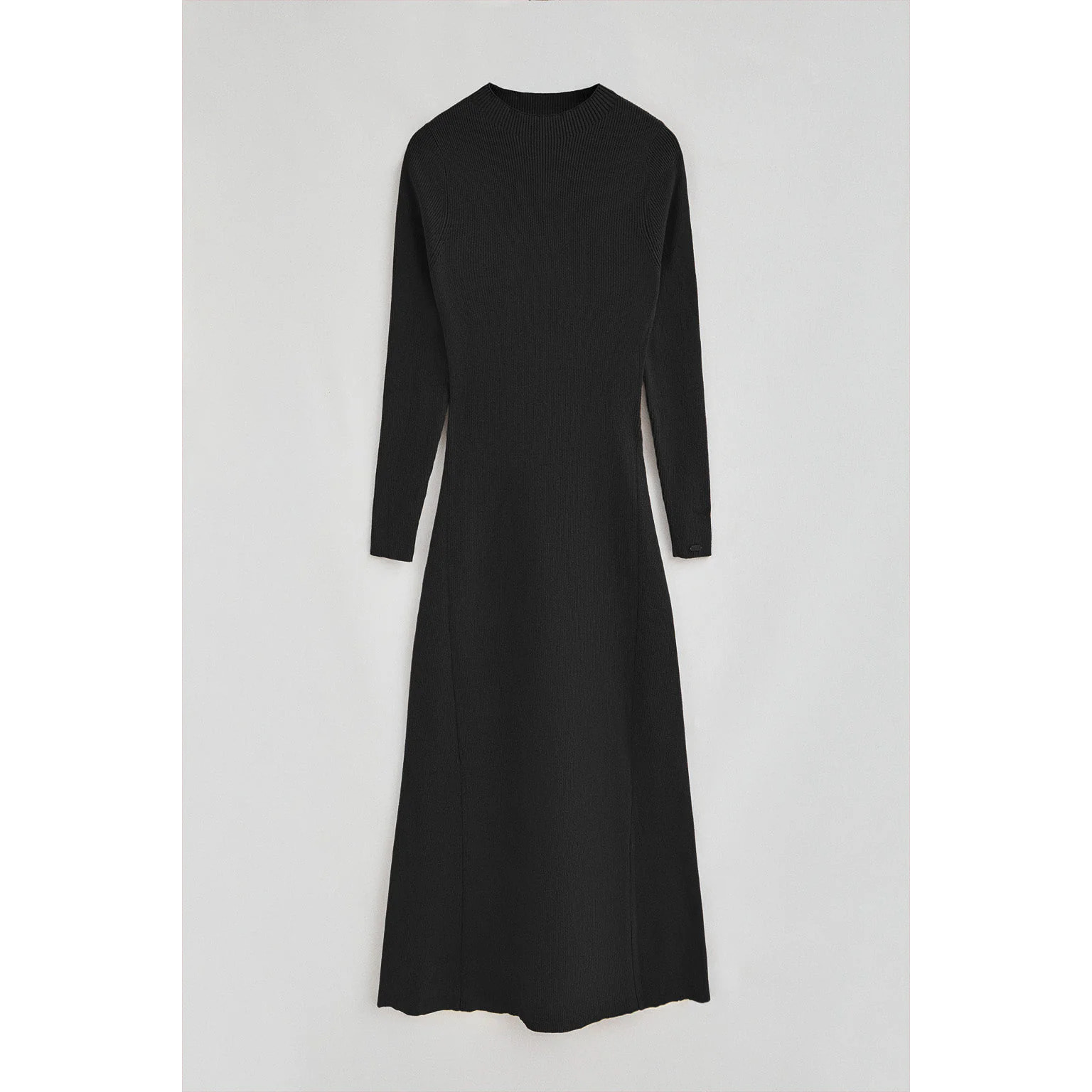 Vestido largo de cuello perkins negro con logo Polo Club