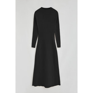 Vestido largo de cuello perkins negro con logo Polo Club