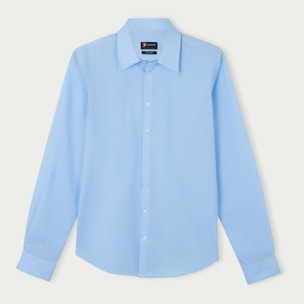 Camicia Uomo 1 Bottone Italiano Slim popeline fisso Celeste