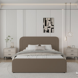 Lit avec coffre de rangement 160x200cm en velours marron SEDONA